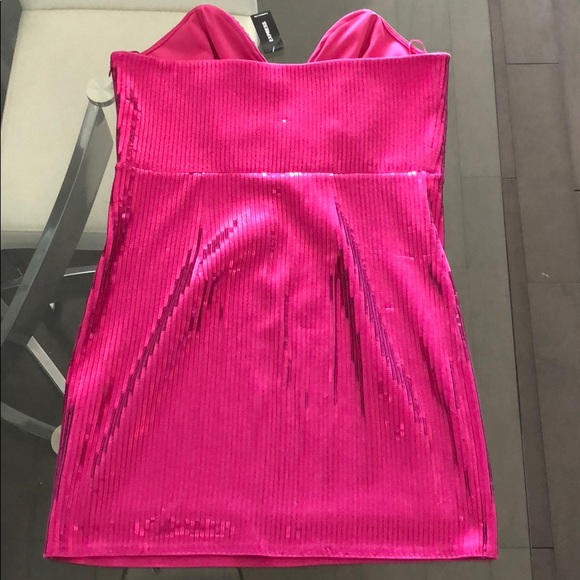 NWT Express Pink Sequin Stapless Dress - Picture 2 of 3